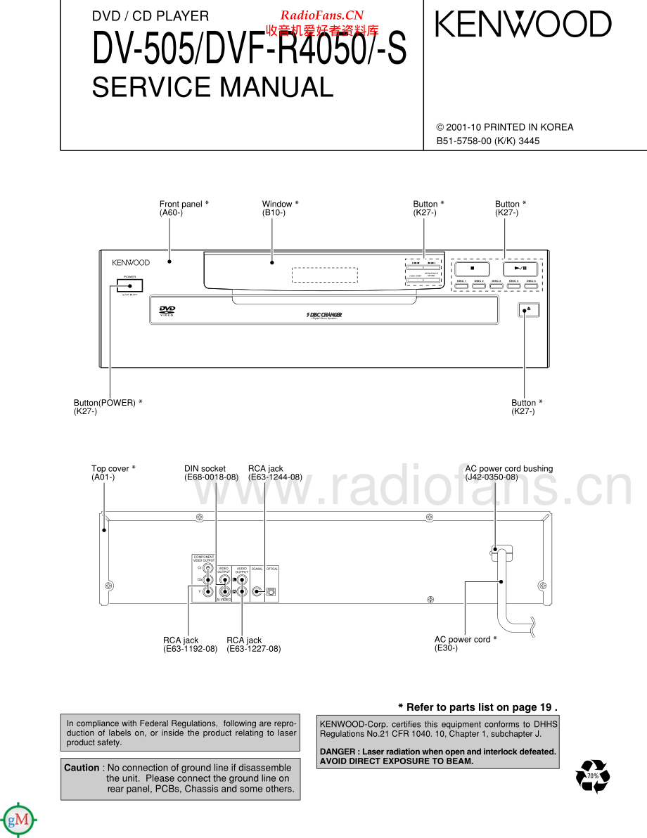 Kenwood-DVFR4050-cd-sm 维修电路原理图.pdf_第1页