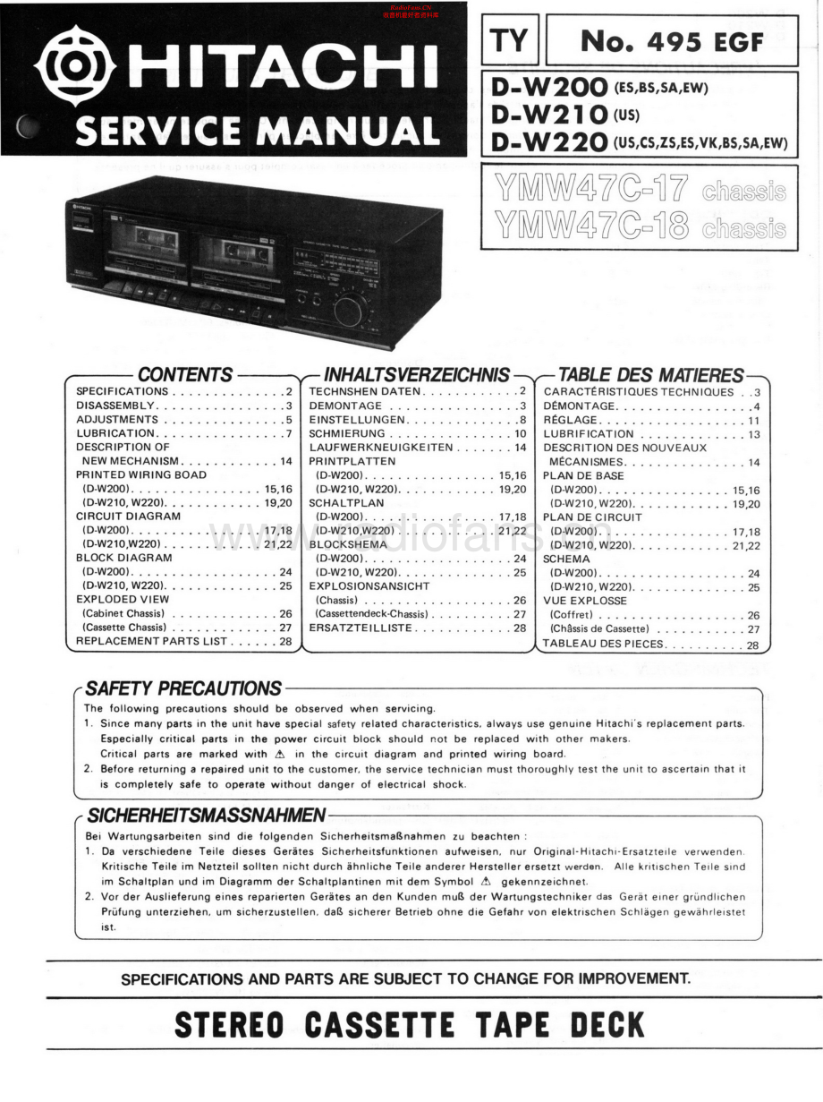 Hitachi-DW220-tape-sch 维修电路原理图.pdf_第1页