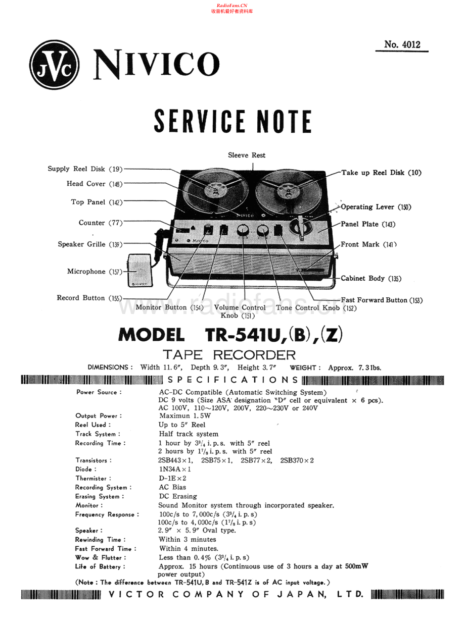 JVC-TR541U-tape-sm 维修电路原理图.pdf_第1页