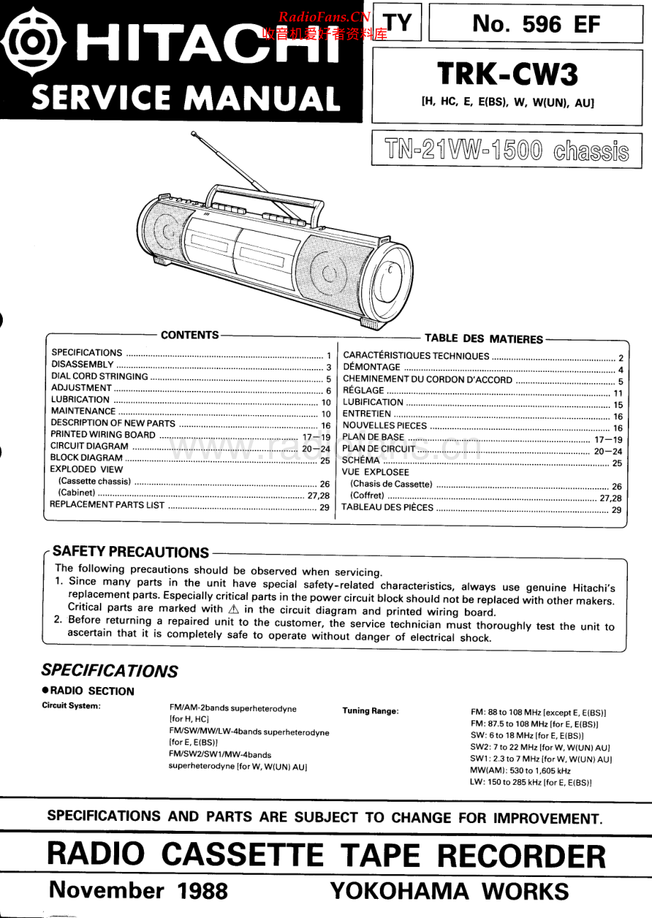 Hitachi-TRKCW3-pr-sm 维修电路原理图.pdf_第1页