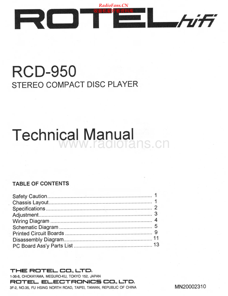 Rotel-RCD950-cd-sm 维修电路原理图.pdf_第1页