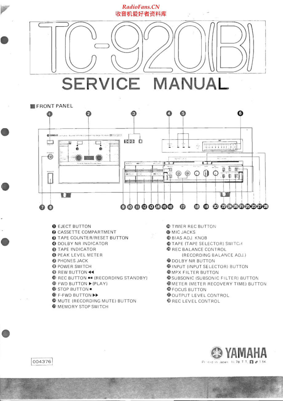 Yamaha-TC920-tape-sm(1) 维修电路原理图.pdf_第1页