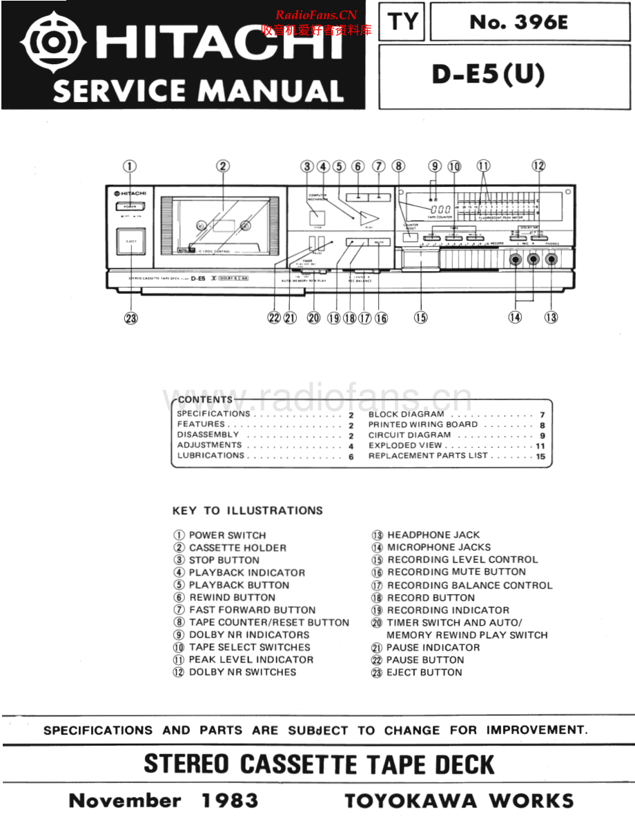 Hitachi-DE5-tape-sm 维修电路原理图.pdf_第1页