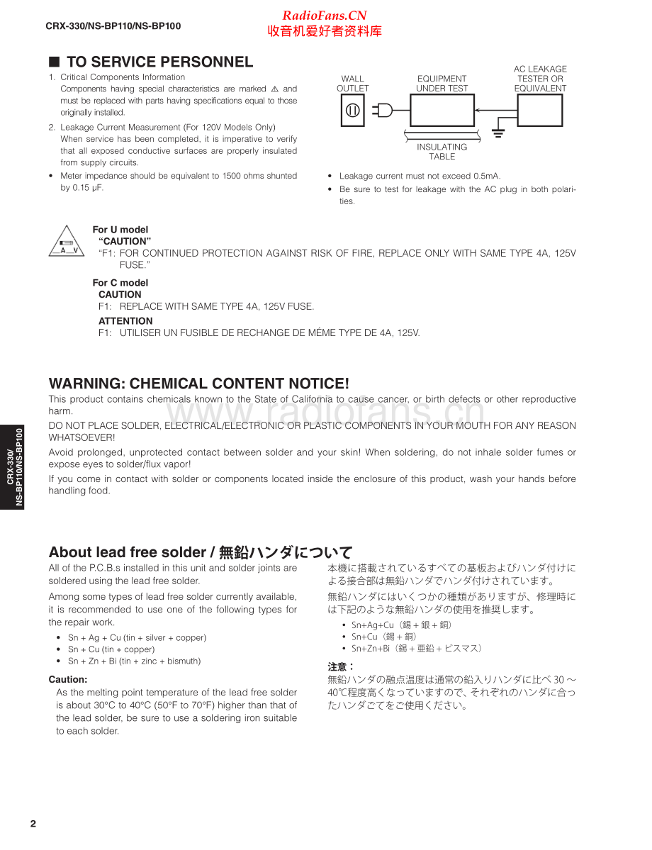 Yamaha-CRX330-cs-sm 维修电路原理图.pdf_第2页