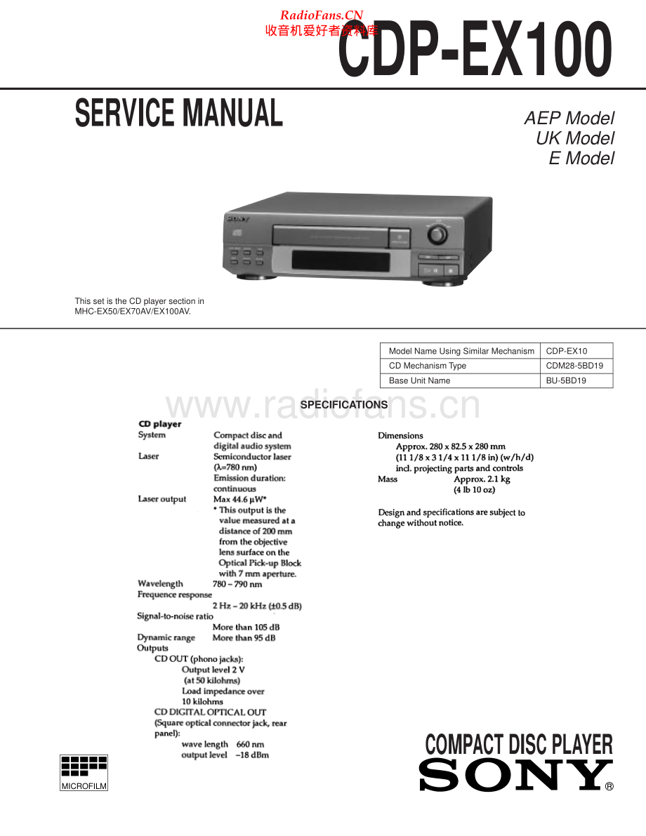 Sony-CDPEX100-cd-sch 维修电路原理图.pdf_第1页