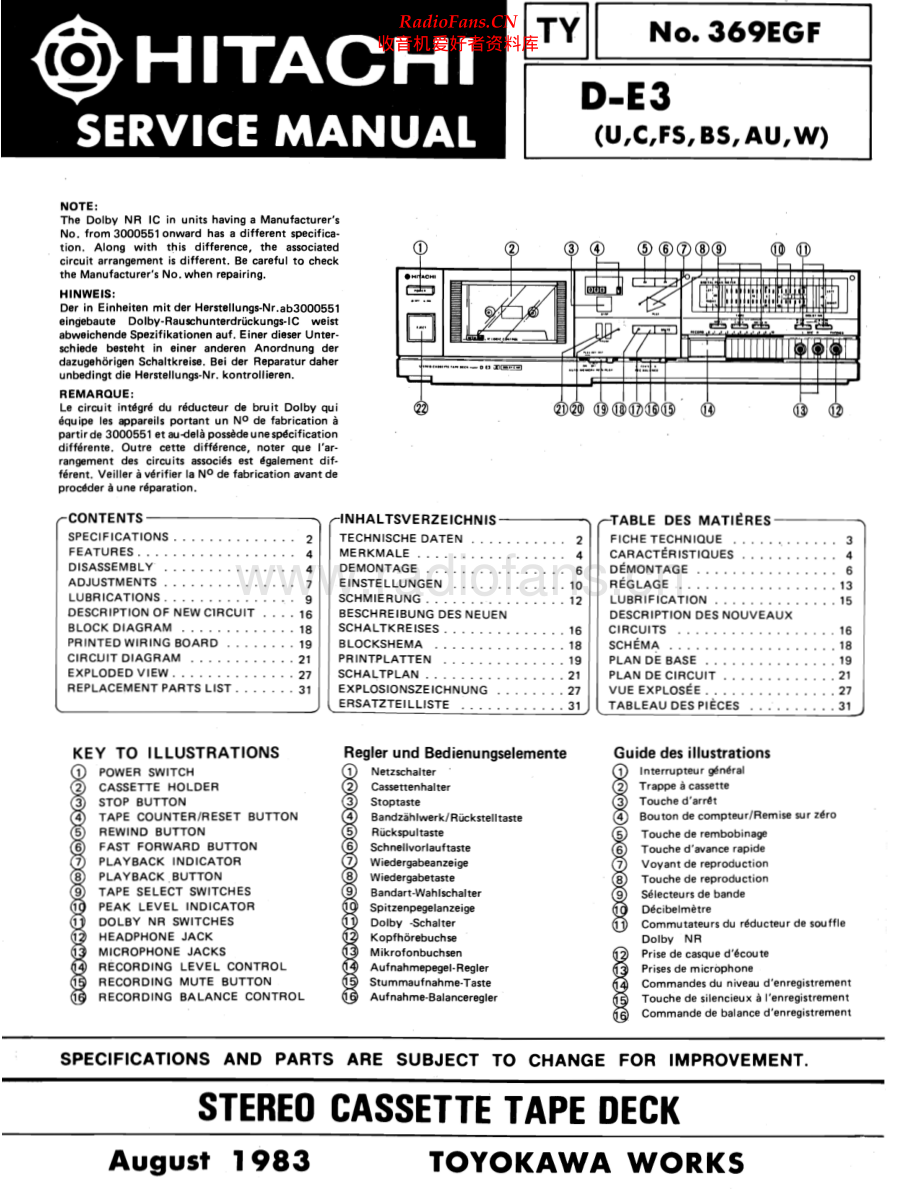 Hitachi-DE3-tape-sm 维修电路原理图.pdf_第1页