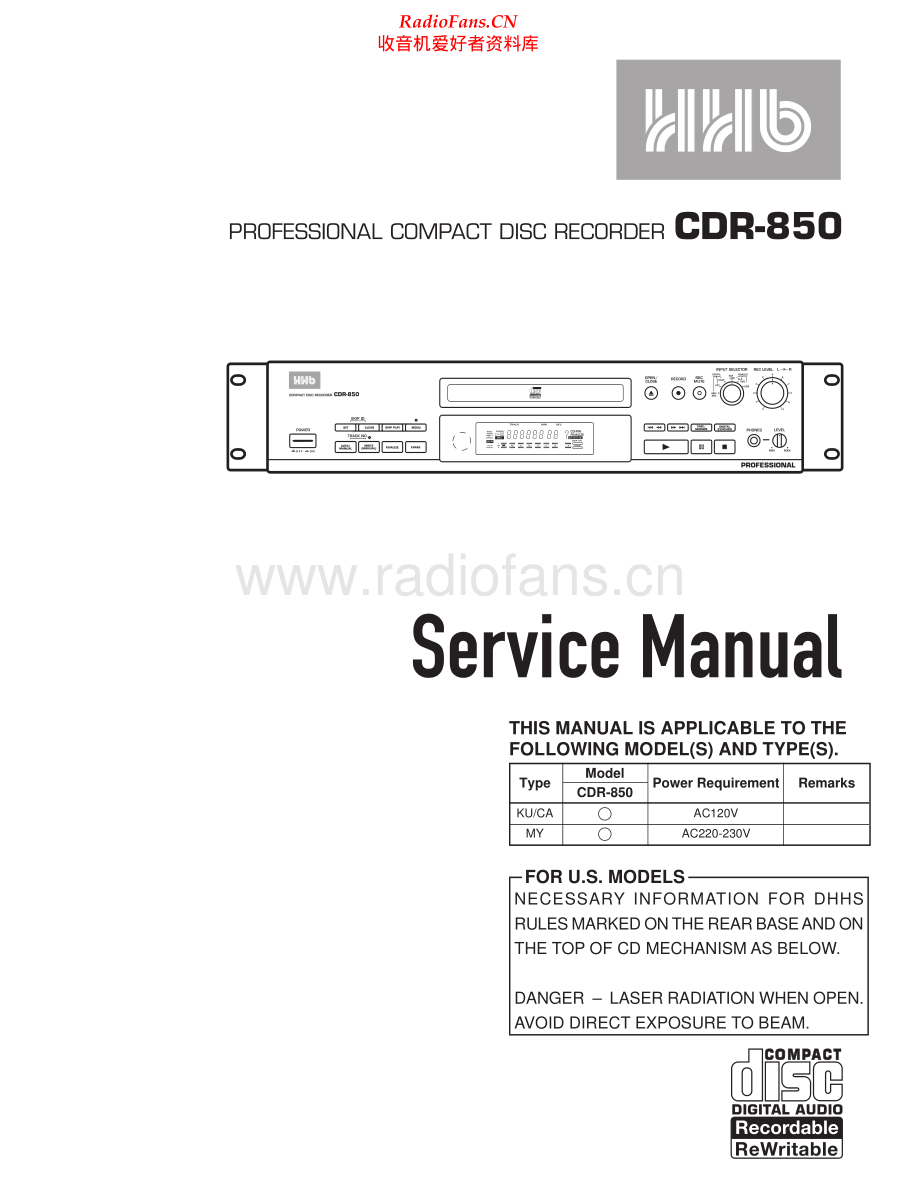 HHB-CDR850-cdr-sm 维修电路原理图.pdf_第1页