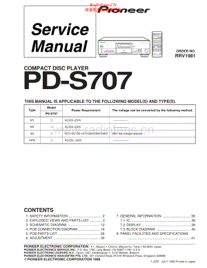 Pioneer-PDS707-cd-sm 维修电路原理图.pdf