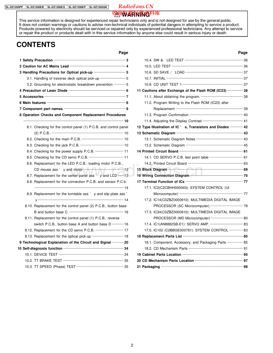 Technics-SLDZ1200-cd-sm 维修电路原理图.pdf_第2页