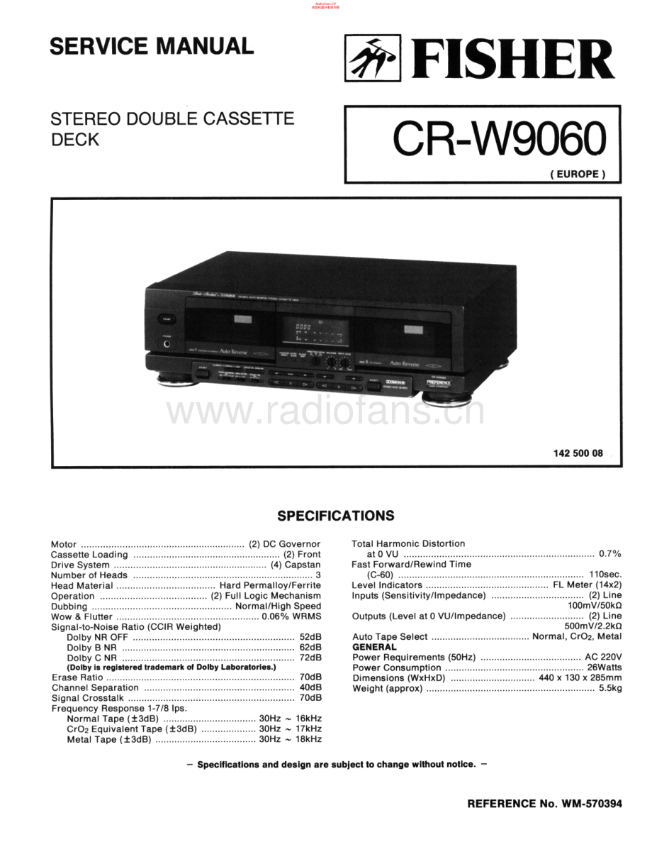 Fisher-CRW9060-tape-sch维修电路原理图.pdf_第1页