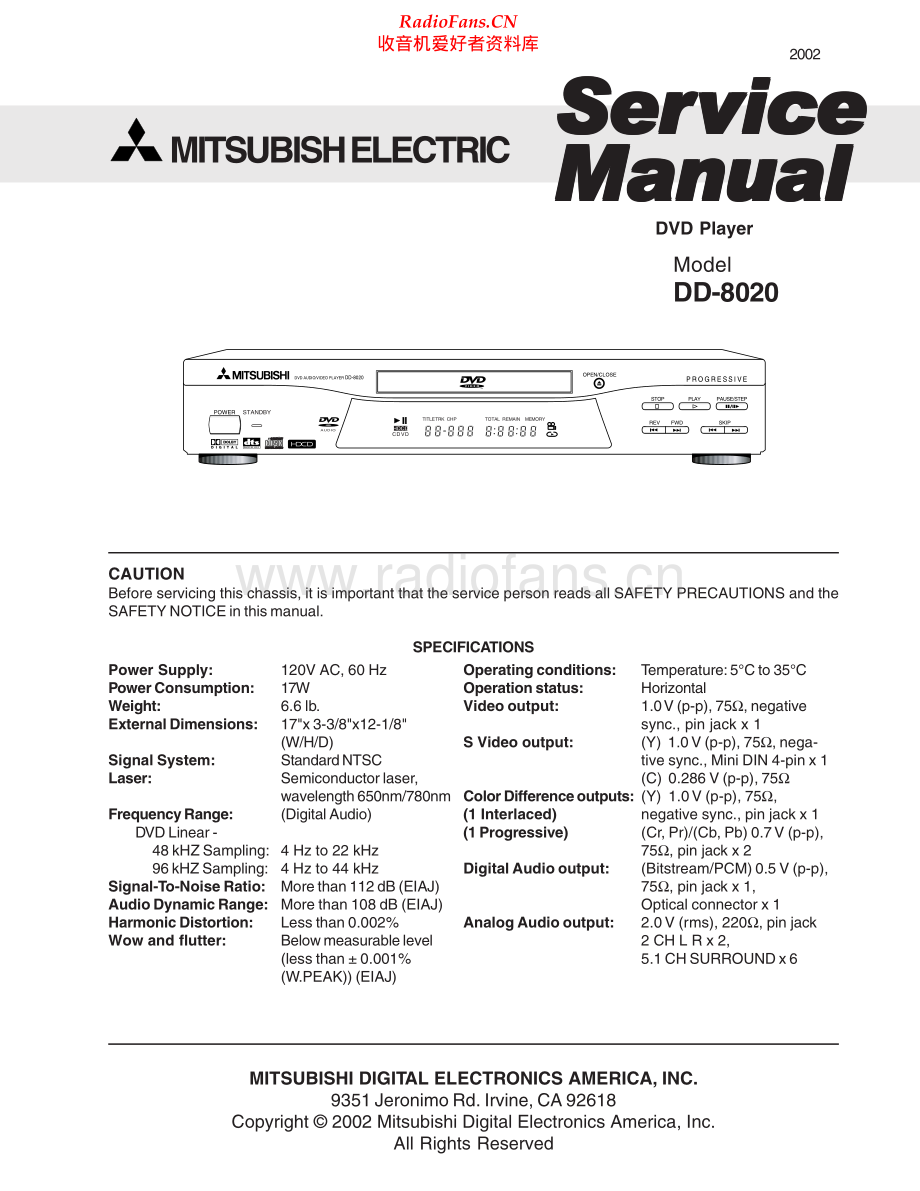 Mitsubishi-DD8020-dvd-sm 维修电路原理图.pdf_第1页