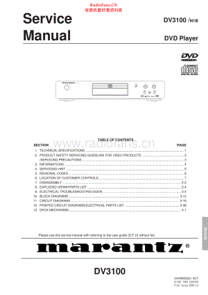 Marantz-DV3100-cd-sm 维修电路原理图.pdf