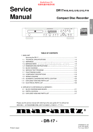 Marantz-DR17-cd-sm 维修电路原理图.pdf