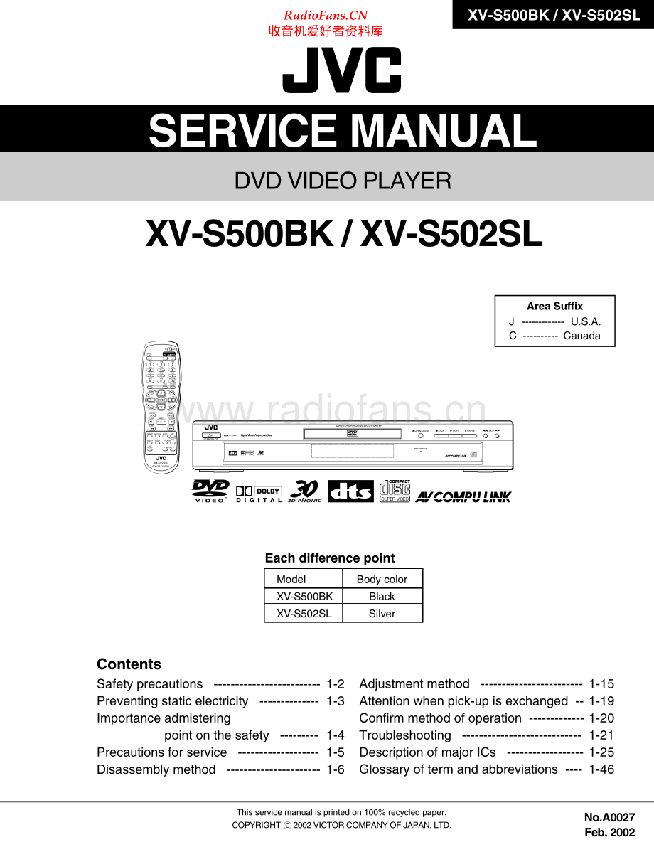 JVC-XVS502SL-cd-sm 维修电路原理图.pdf_第1页