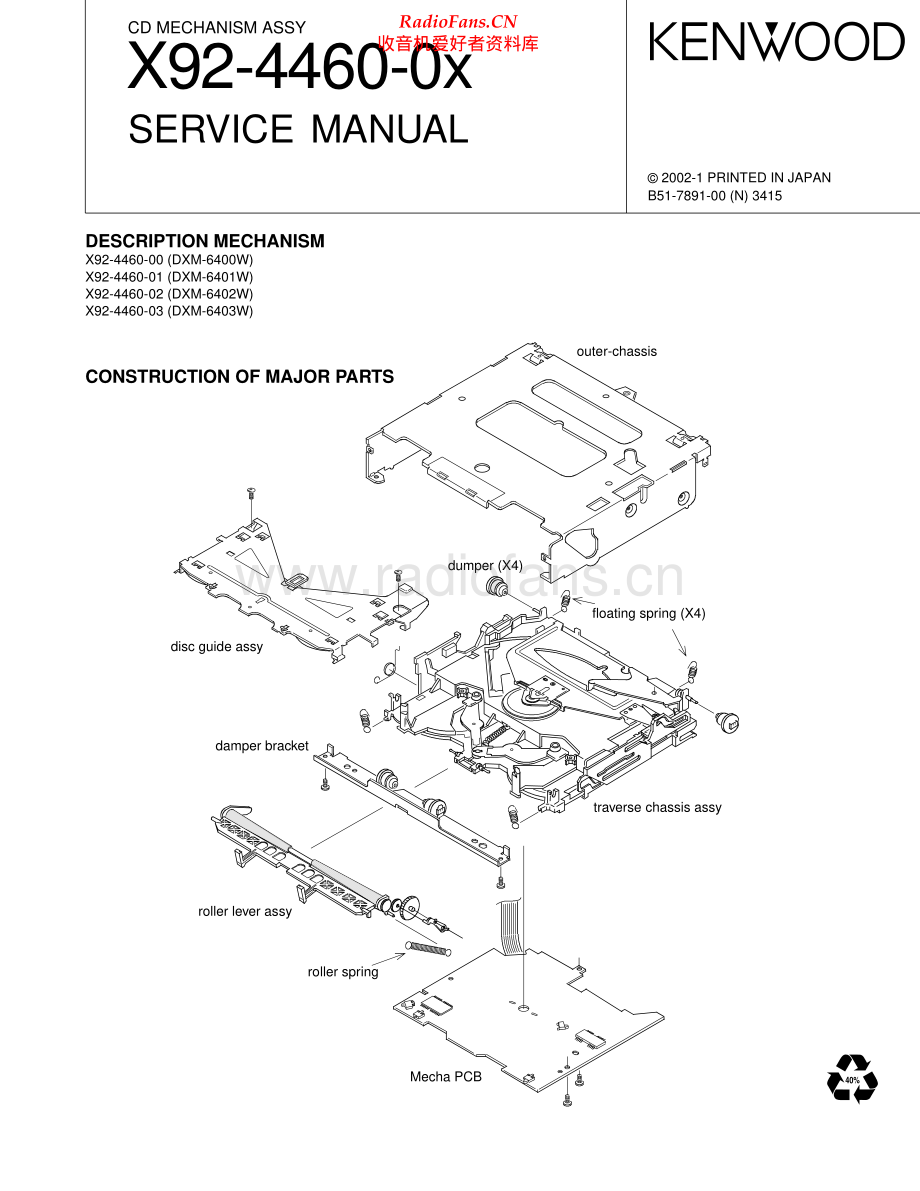 Kenwood-X92_4460_0x-cd-sm 维修电路原理图.pdf_第1页