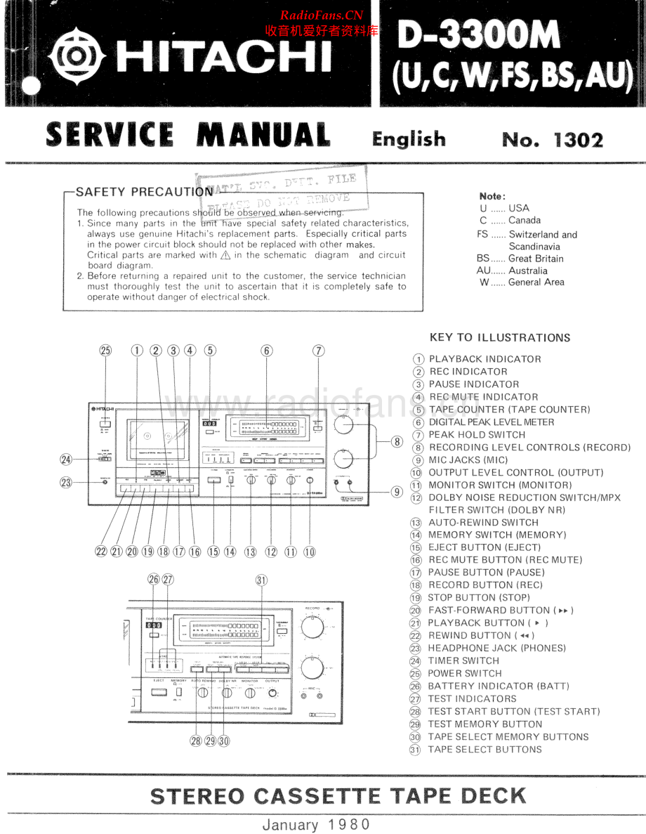 Hitachi-D3300M-tape-sm 维修电路原理图.pdf_第1页