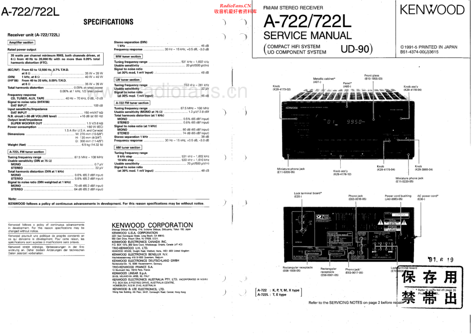 Kenwood-A722-cs-sm 维修电路原理图.pdf_第1页