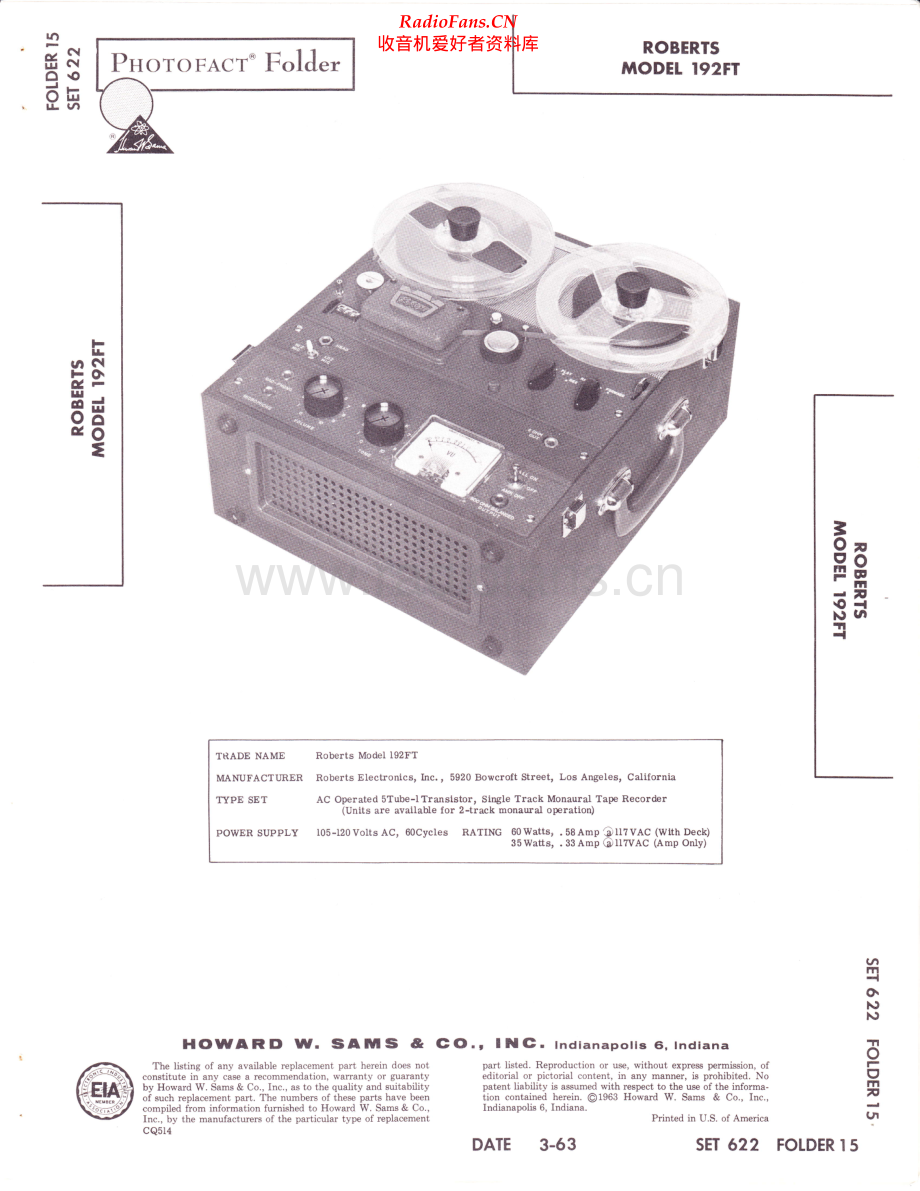 Roberts-192FT-tape-sm 维修电路原理图.pdf_第1页