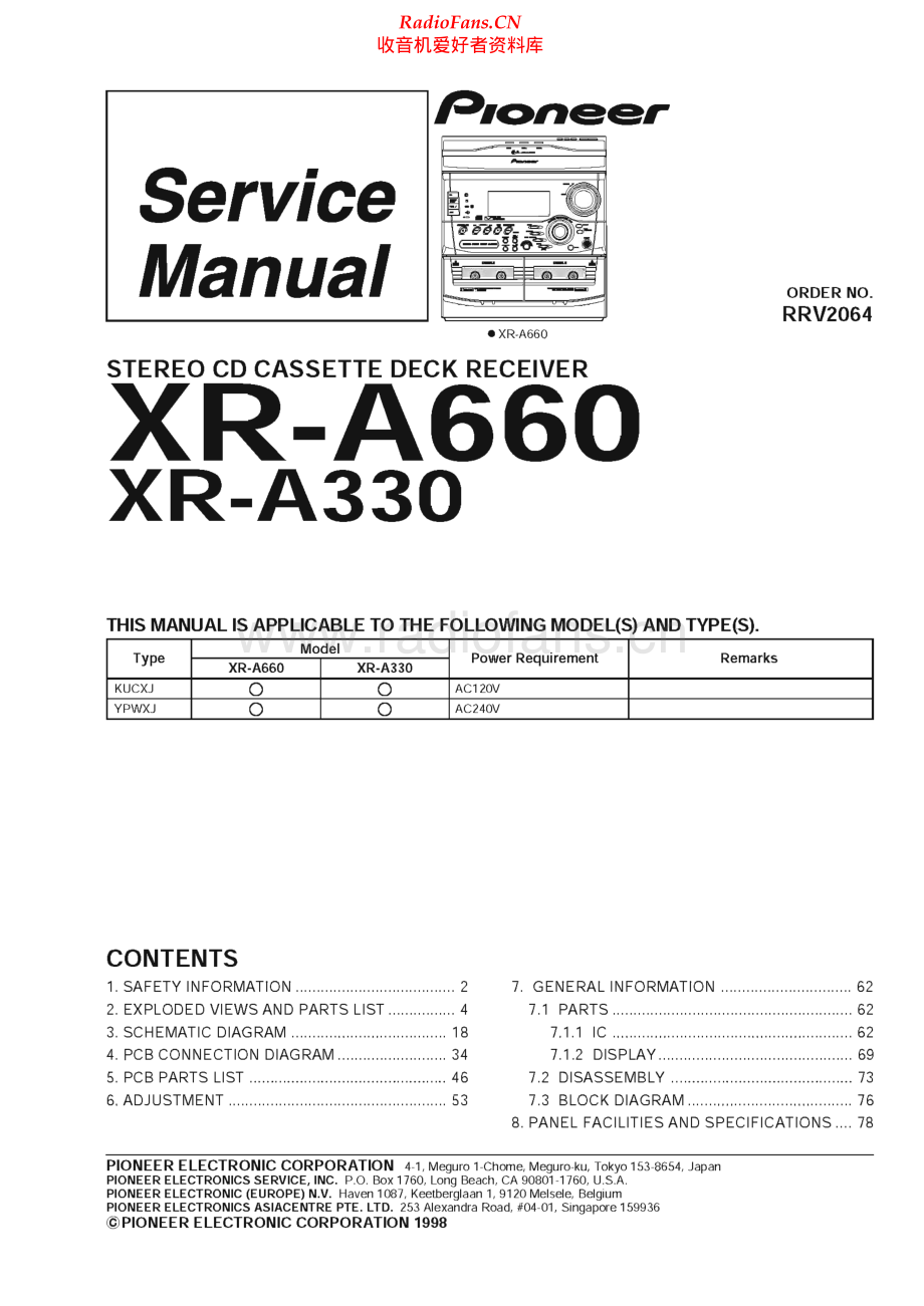 Pioneer-XRA330-cs-sm 维修电路原理图.pdf_第1页