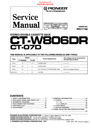 Pioneer-CT07D-tape-sm 维修电路原理图.pdf