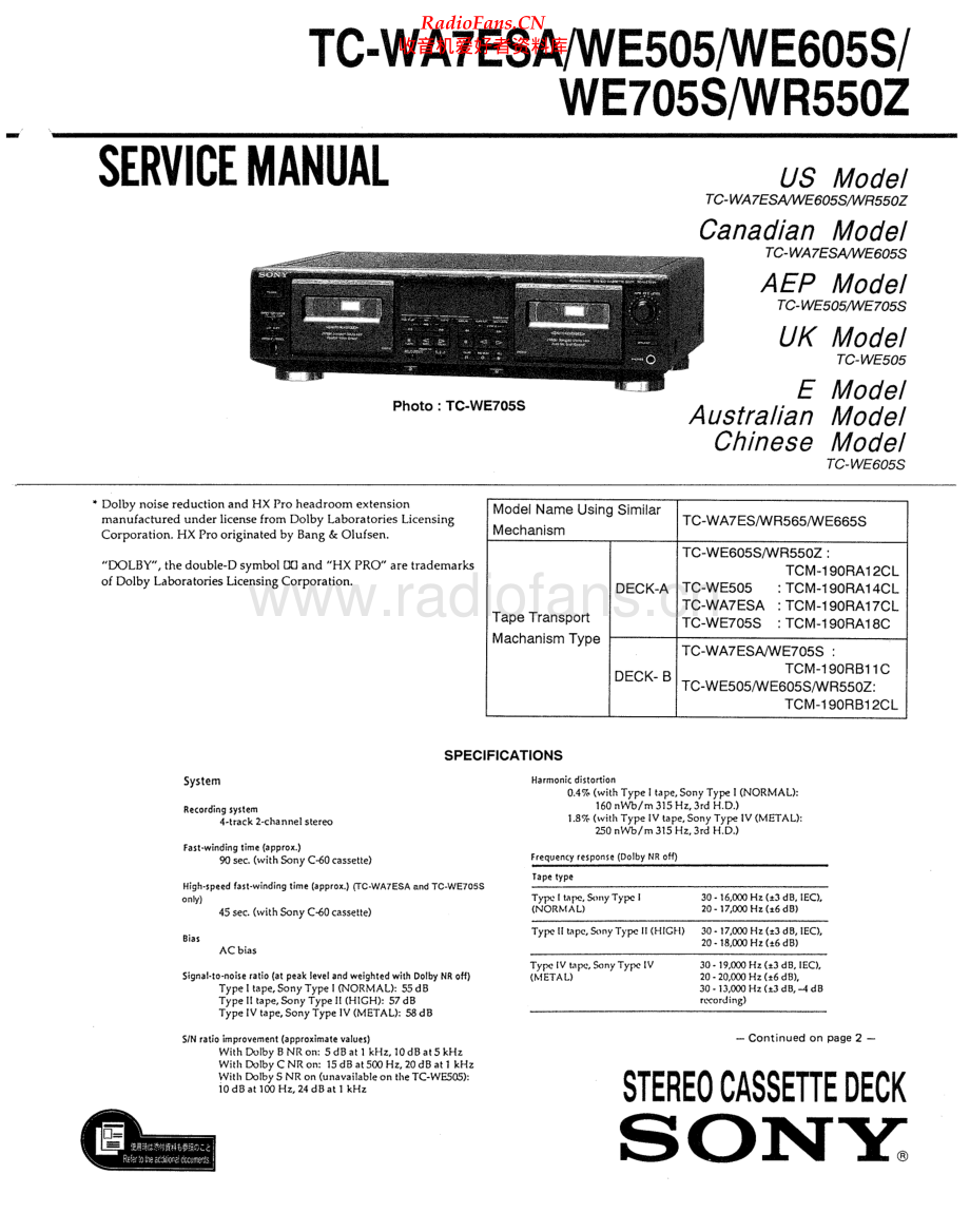 Sony-TCWA7ESA-tape-sm 维修电路原理图.pdf_第1页