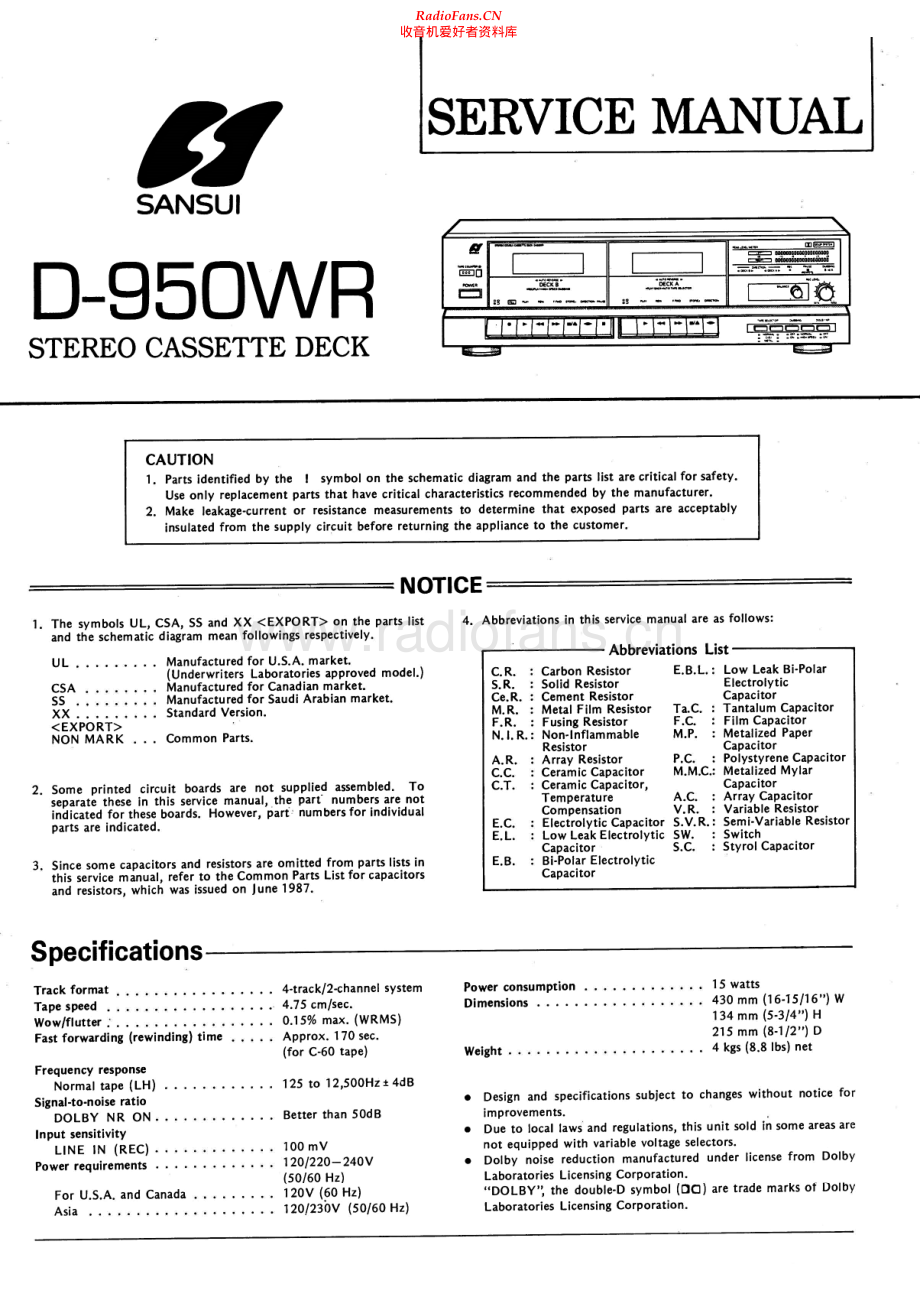 Sansui-D950WR-tape-sm 维修电路原理图.pdf_第1页