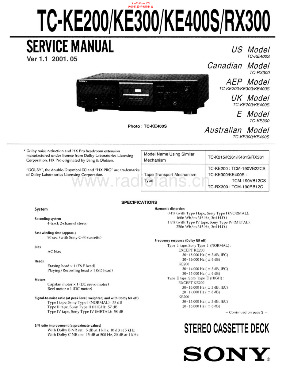 Sony-TCRX300-tape-sm 维修电路原理图.pdf_第1页