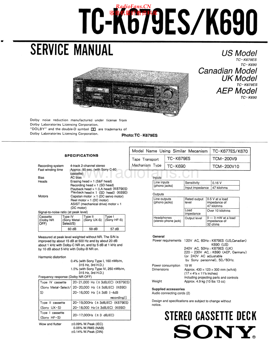 Sony-TCK690-tape-sm 维修电路原理图.pdf_第1页