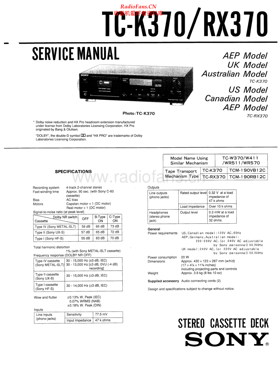 Sony-TCK370-tape-sm 维修电路原理图.pdf_第1页