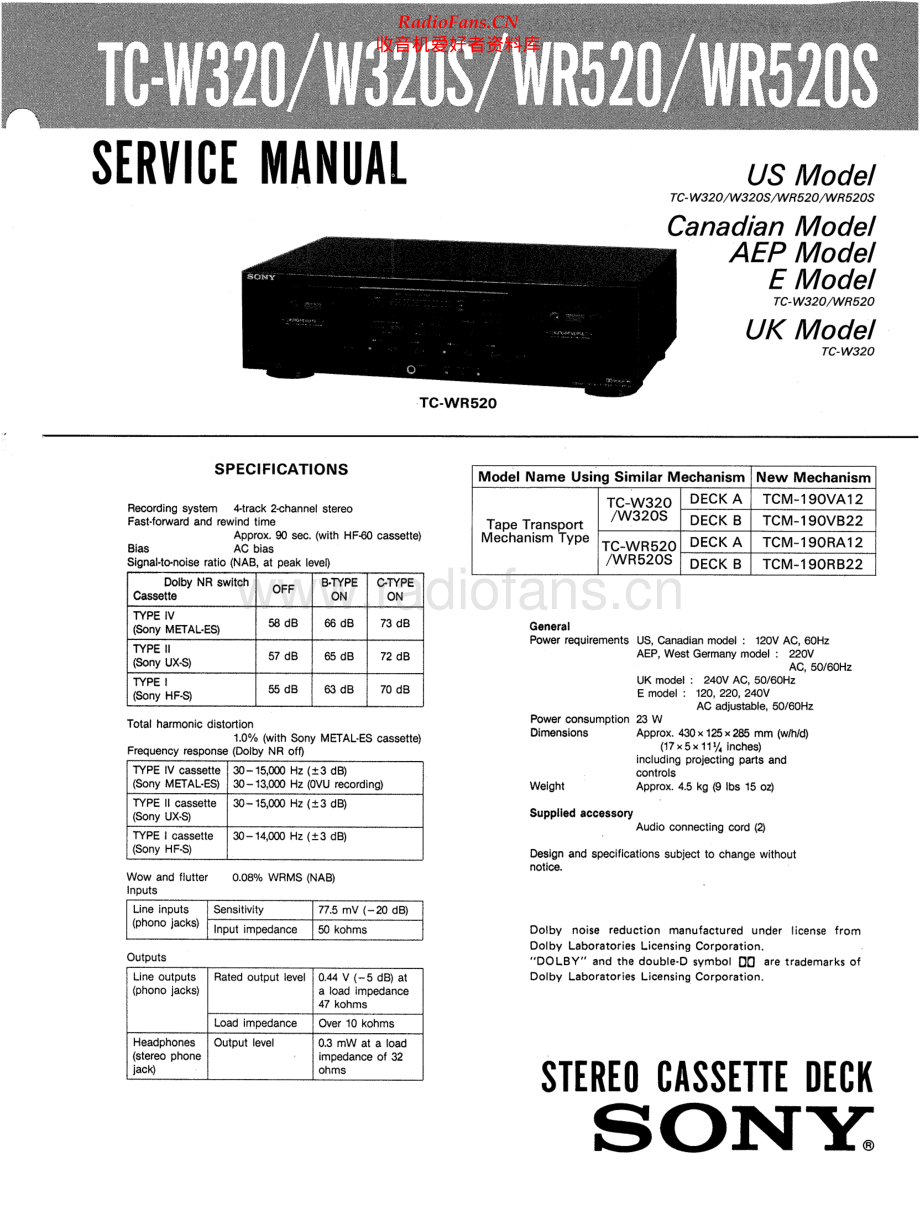 Sony-TCW320S-tape-sm 维修电路原理图.pdf_第1页