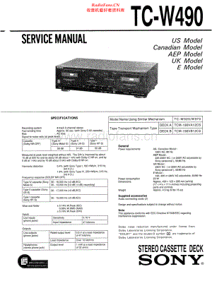 Sony-TCW490-tape-sm 维修电路原理图.pdf