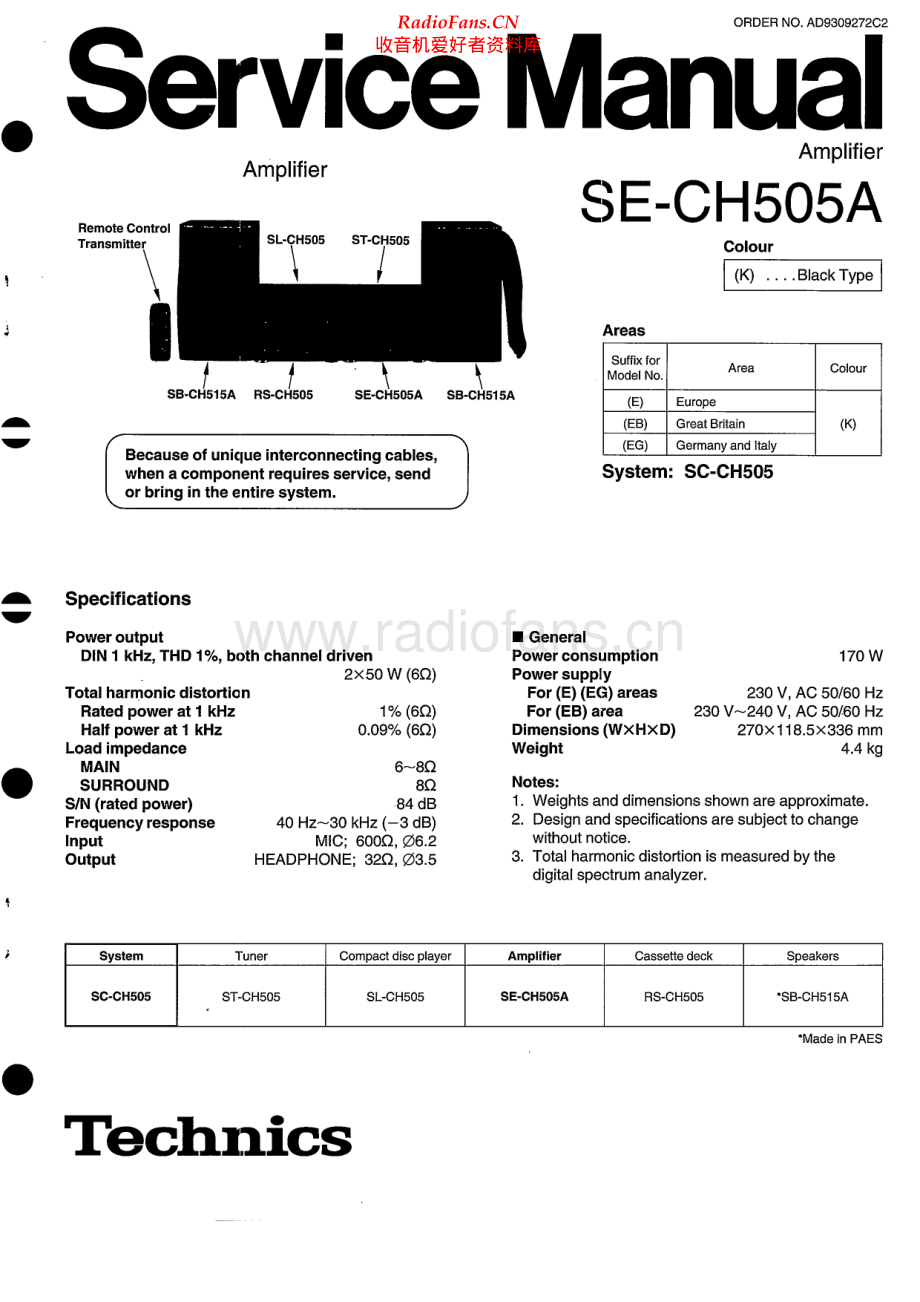 Technics-SECH505A-cs-sm 维修电路原理图.pdf_第1页