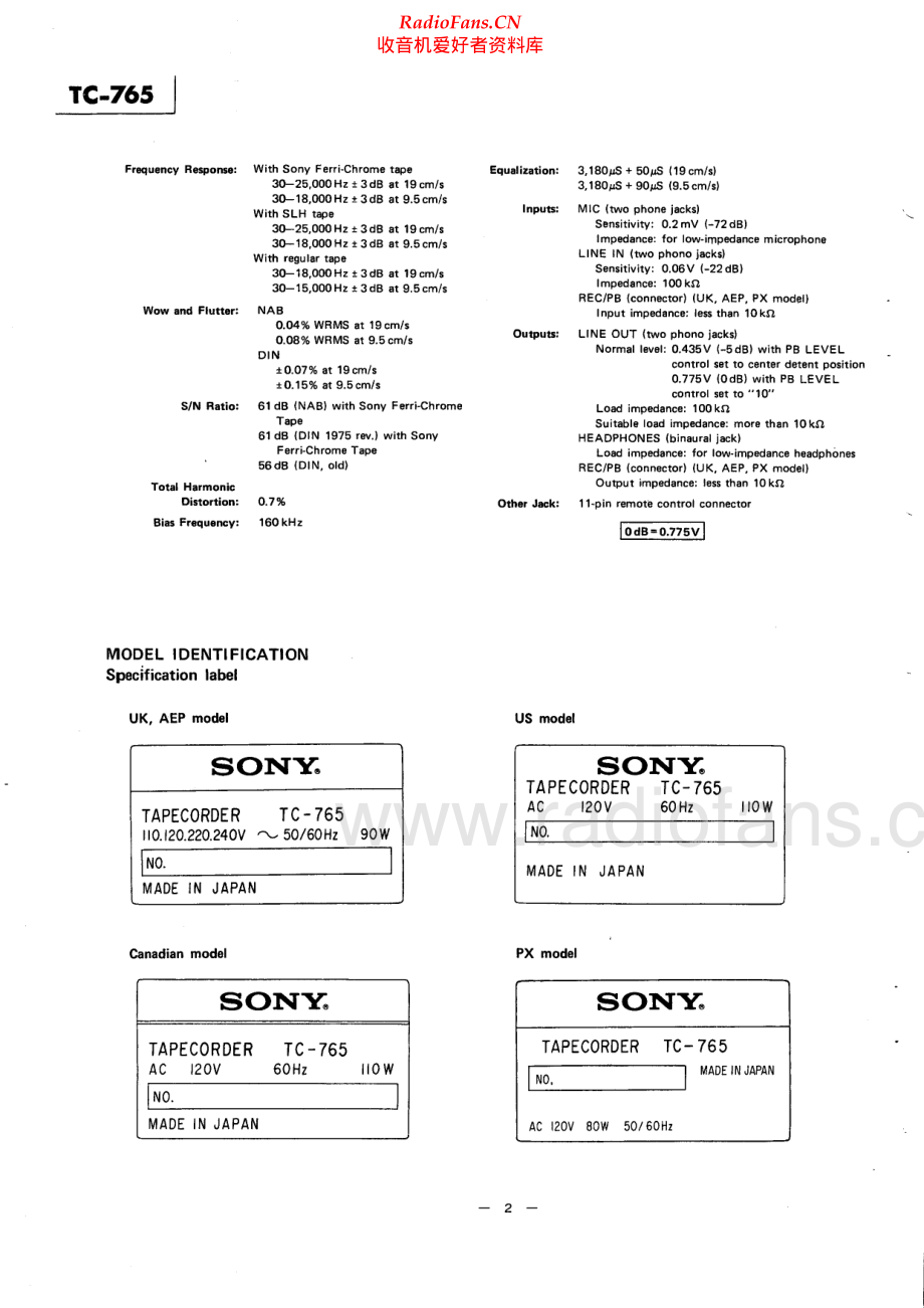 Sony-TC765-tape-sm 维修电路原理图.pdf_第2页