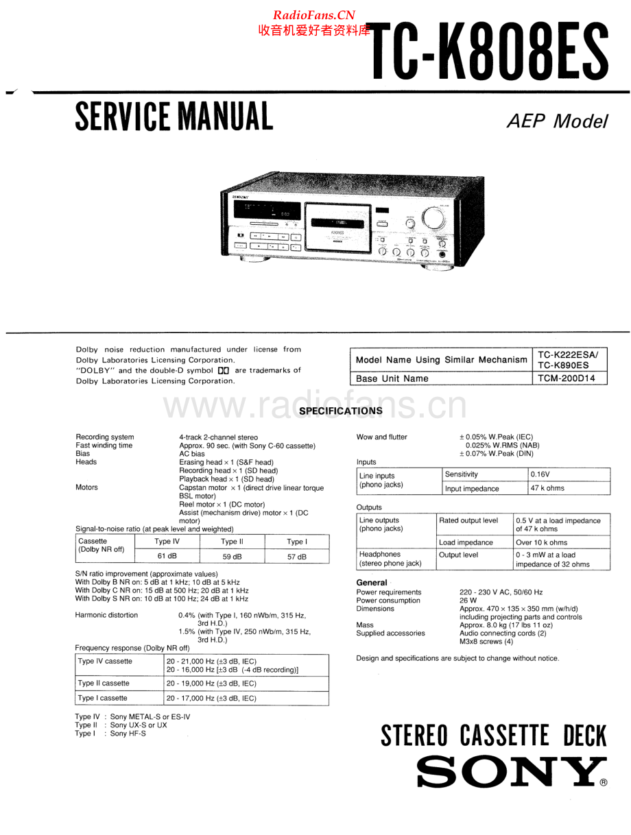 Sony-TCK808ES-tape-sm 维修电路原理图.pdf_第1页