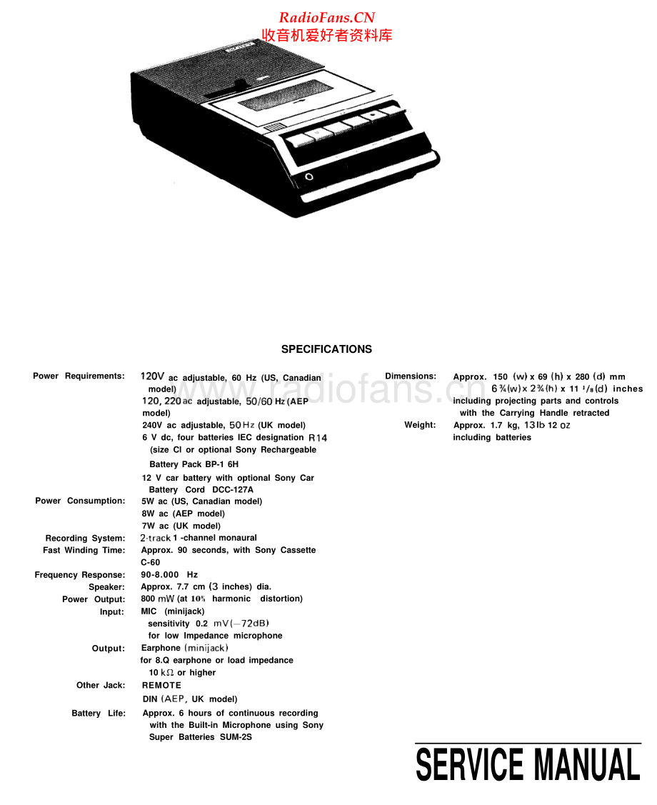 Sony-TCM757-tape-sm 维修电路原理图.pdf_第1页