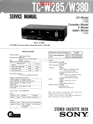Sony-TCW285-tape-sm 维修电路原理图.pdf