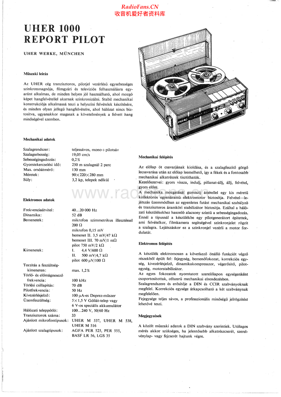 Uher-1000ReportPilot-tape-sch 维修电路原理图.pdf_第1页