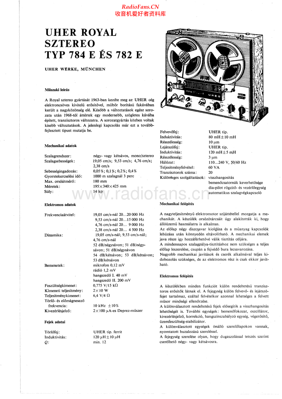 Uher-RoyalStereo782E-tape-sch 维修电路原理图.pdf_第1页