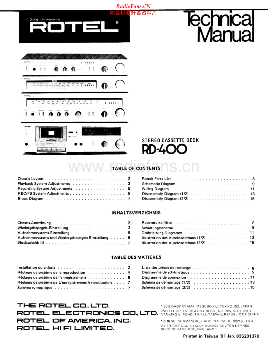 Rotel-RD400-tape-sm 维修电路原理图.pdf_第1页