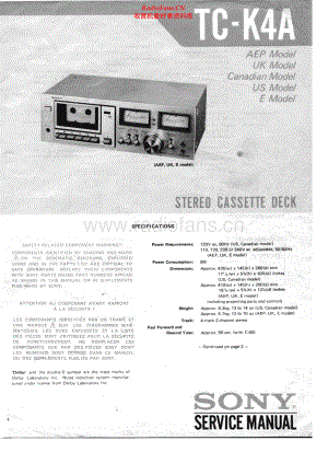 Sony-TCK4A-tape-sm 维修电路原理图.pdf