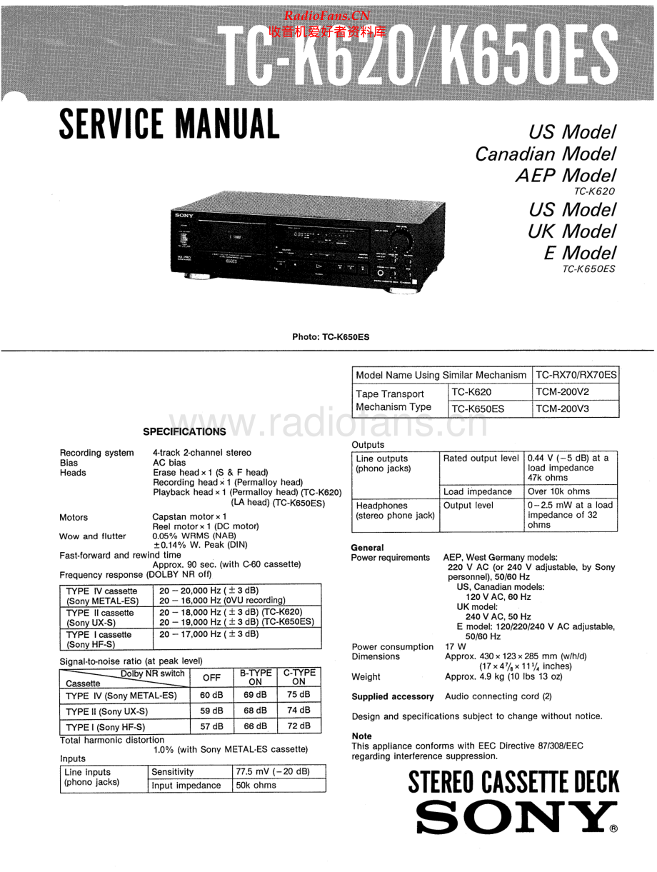 Sony-TCK620-tape-sm 维修电路原理图.pdf_第1页