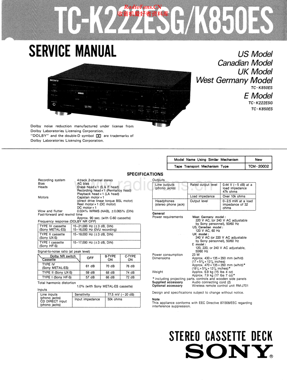 Sony-TCK850ES-tape-sm 维修电路原理图.pdf_第1页