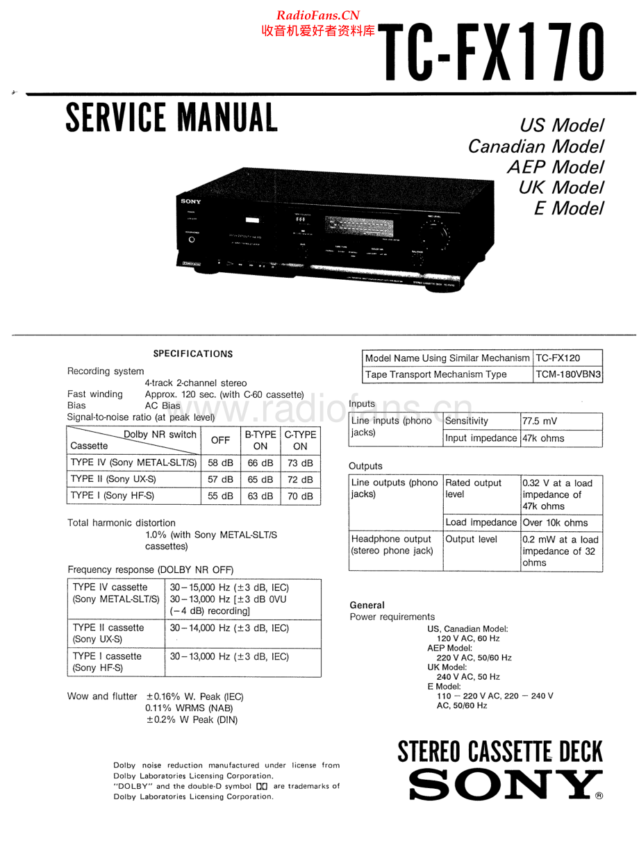 Sony-TCFX170-tape-sm 维修电路原理图.pdf_第1页