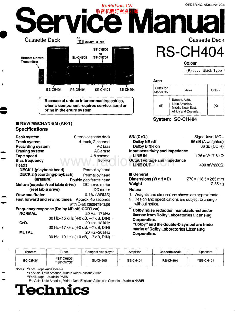 Technics-RSCH404-tape-sm 维修电路原理图.pdf_第1页