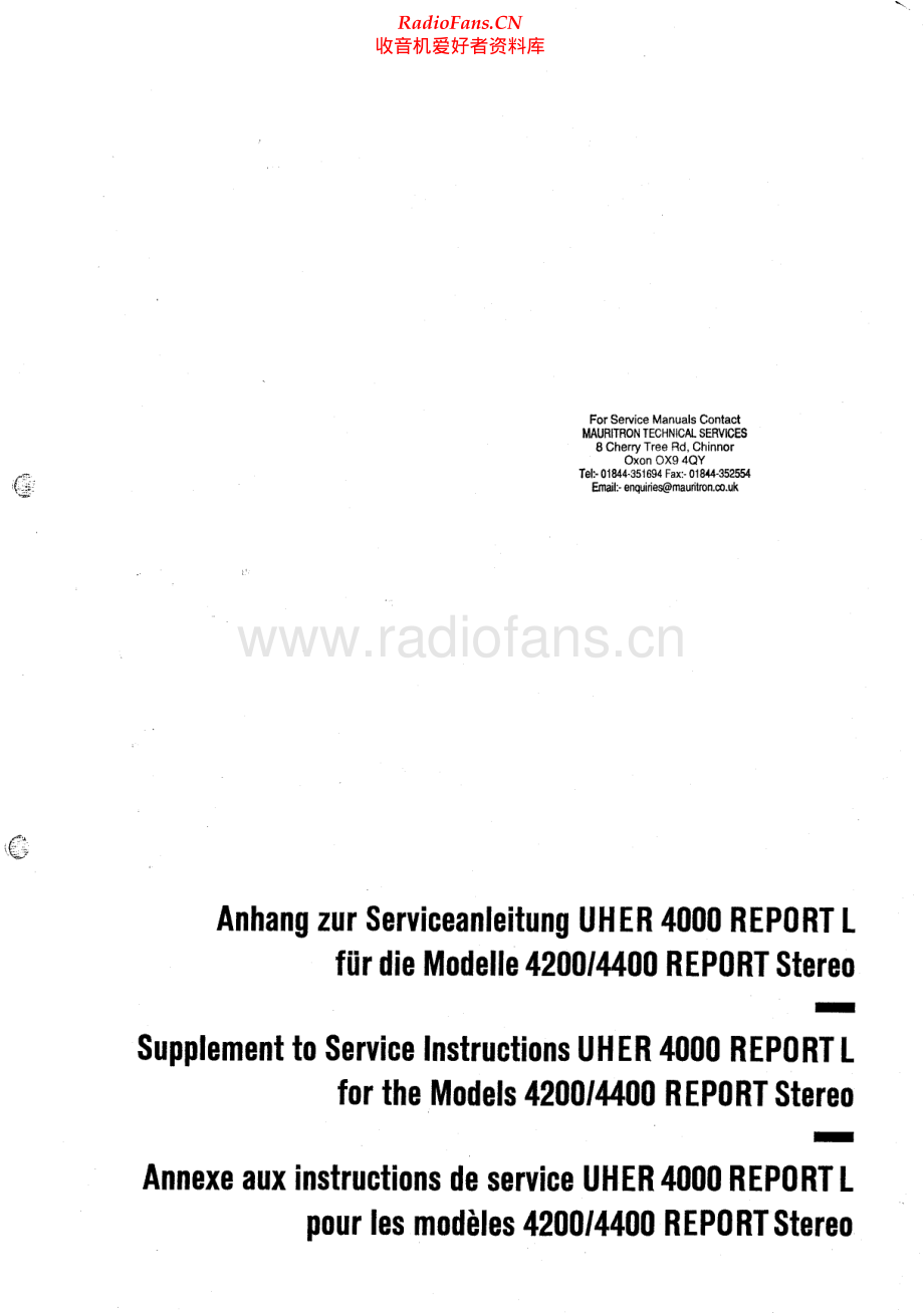 Uher-4400ReportStereo-tape-sup 维修电路原理图.pdf_第1页