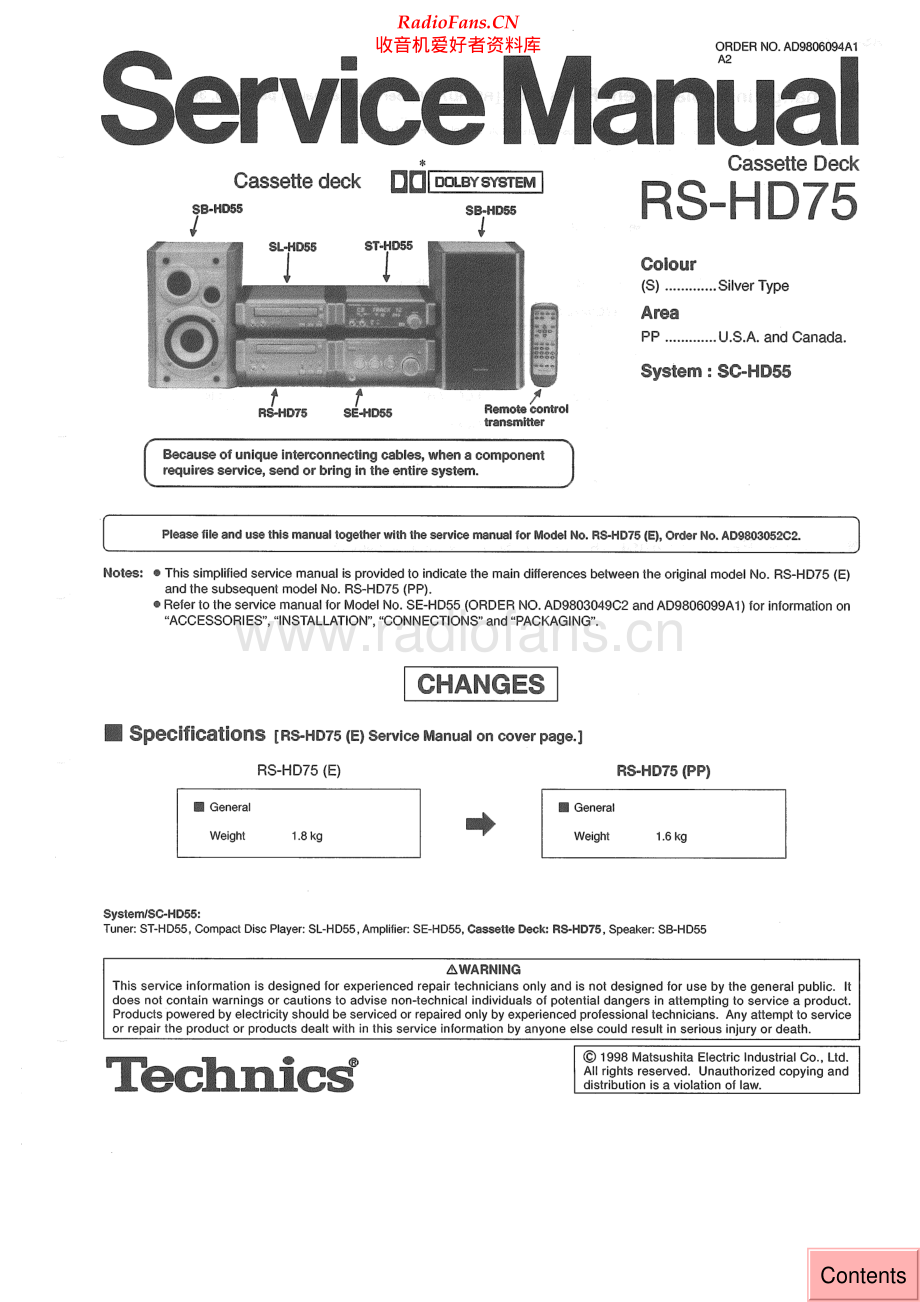 Technics-RSHD75-tape-sm 维修电路原理图.pdf_第1页