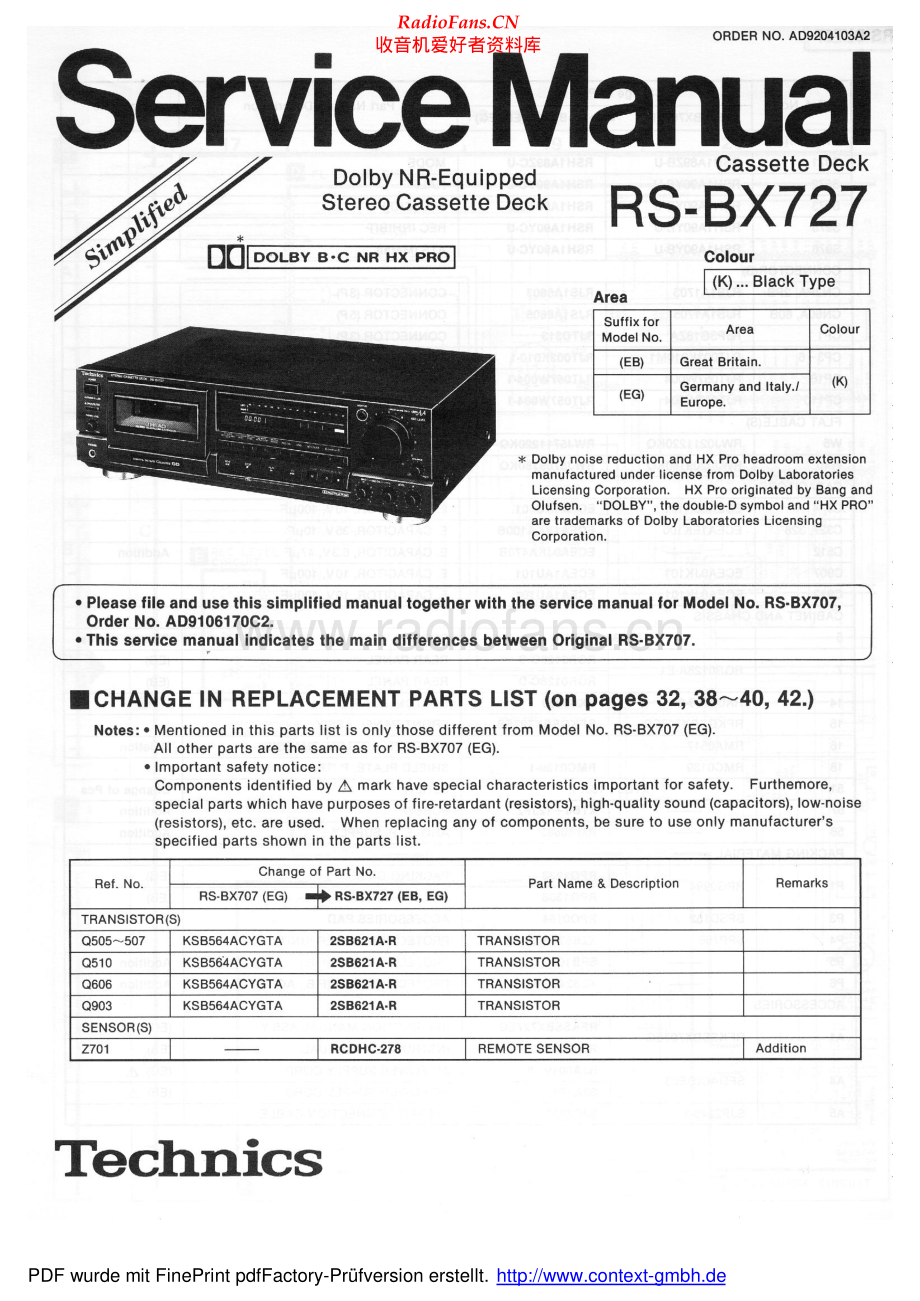 Technics-RSBX727-tape-sms 维修电路原理图.pdf_第1页