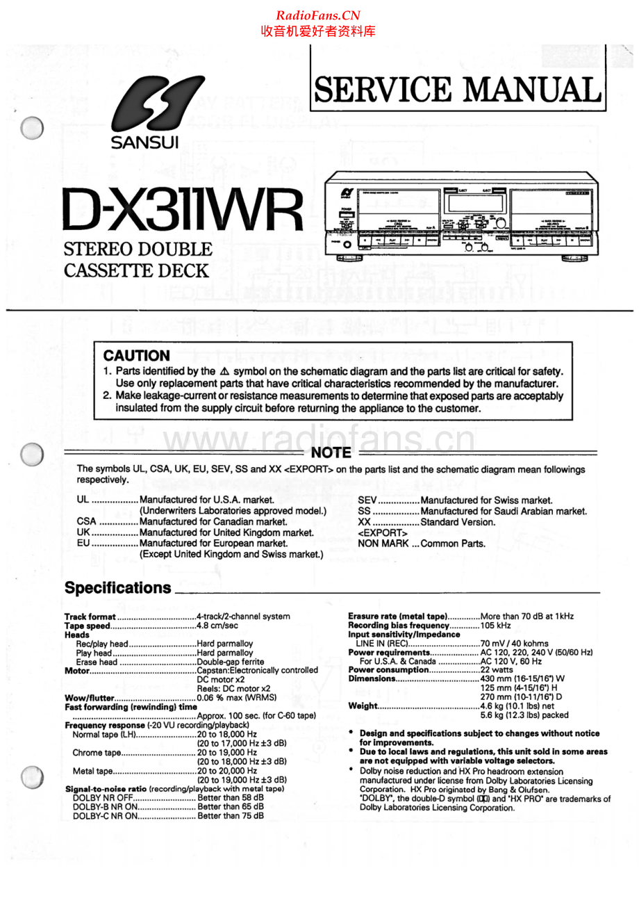 Sansui-DX311WR-tape-sm 维修电路原理图.pdf_第1页