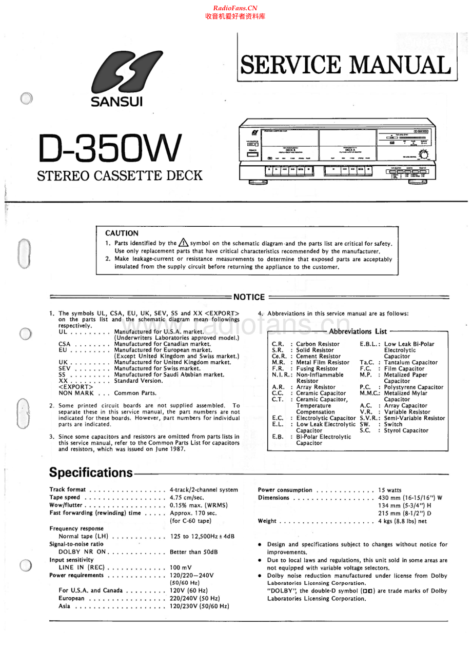 Sansui-D350W-tape-sm 维修电路原理图.pdf_第1页