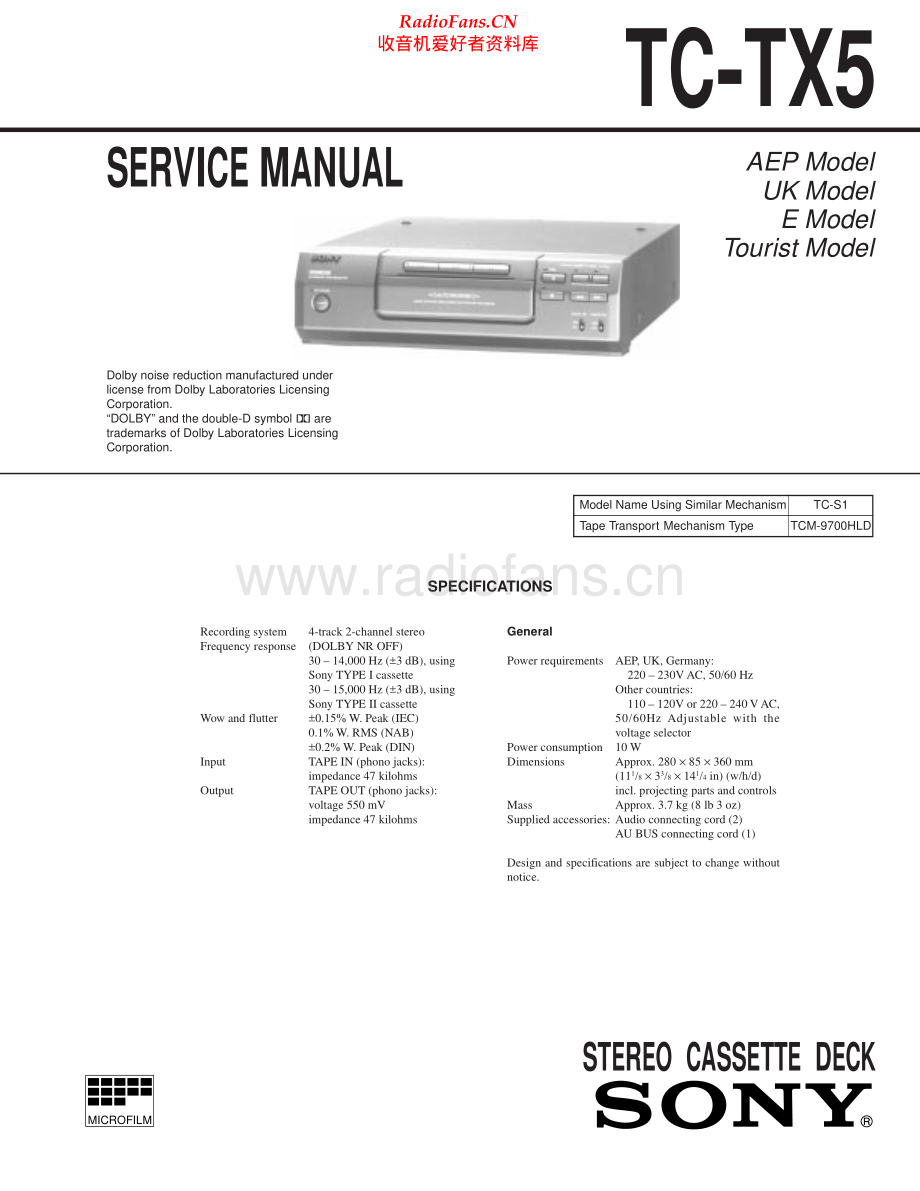 Sony-TCTX5-tape-sm 维修电路原理图.pdf_第1页